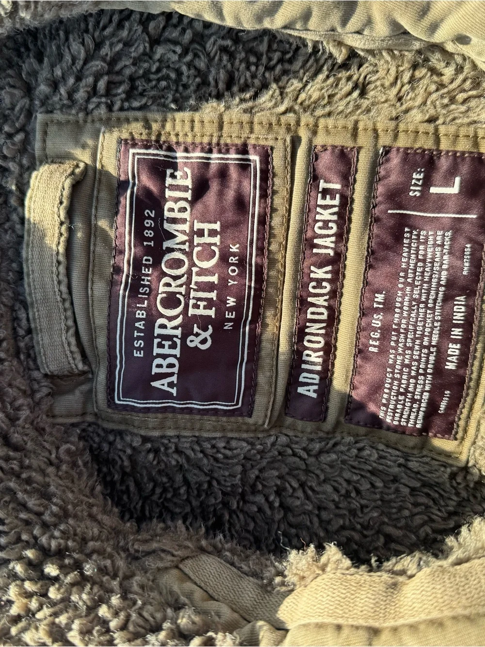 Abercrombie Fitch Adirondack Deck Jacket Large Olive Green Perfectly Distressed